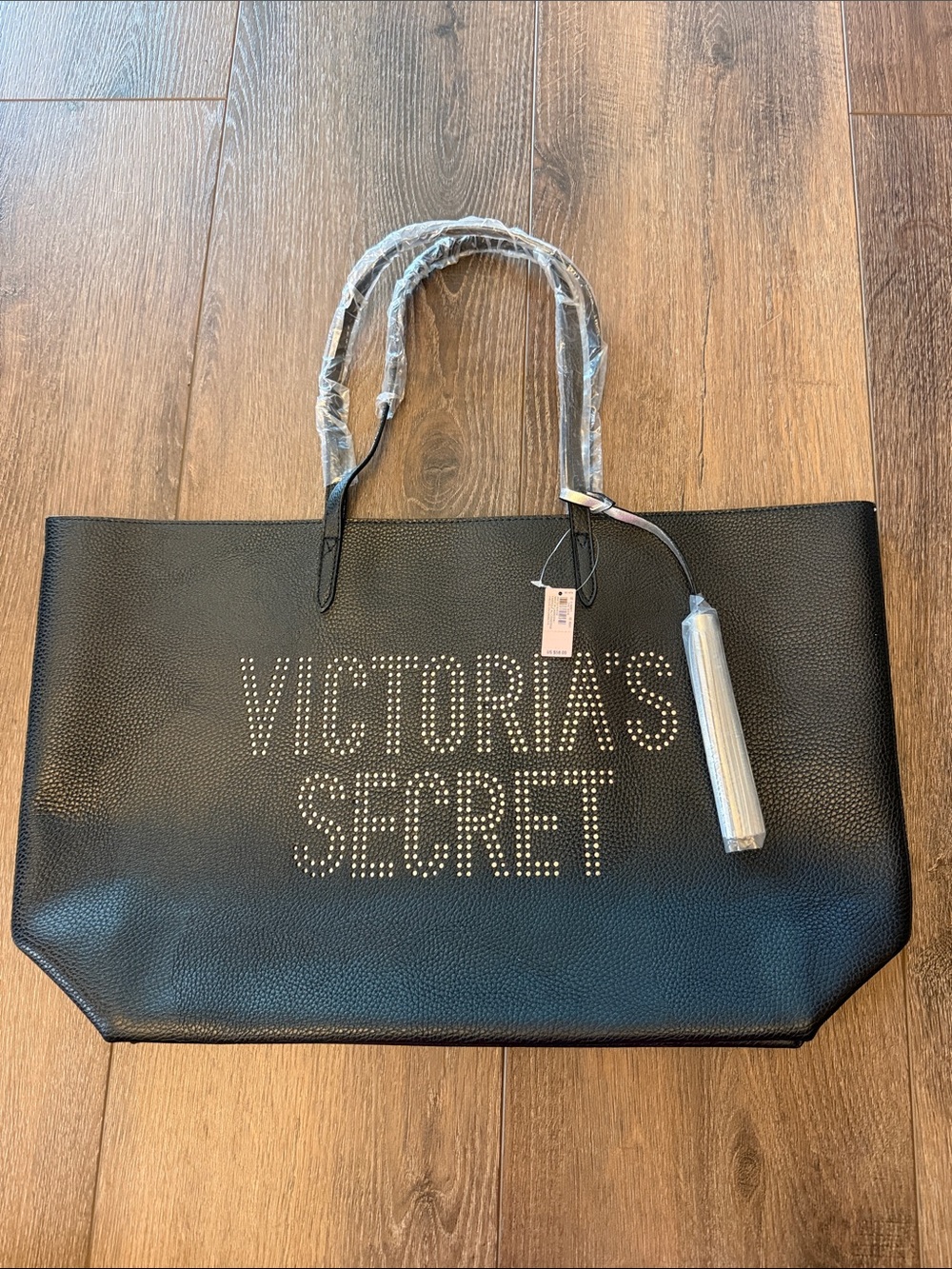 New Victoria's Secret Black Studded Logo Tote Bag